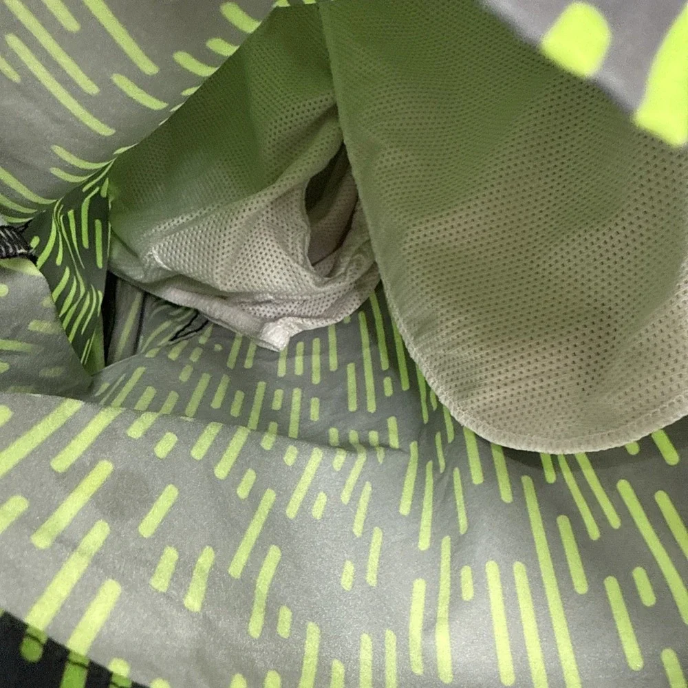 Psycho Bunny Swim‎ Shorts Mens Small Green Geometric Print Mesh Lined Drawstring